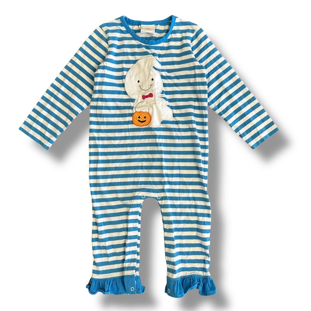 Stitchy‎ Fish 3T Halloween Ghost Pumpkin Ruffle Romper Fall Party